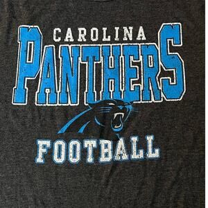 VTG NFL Team Carolina Panthers T-Shirt Gray Football Graphic Cotton Blend Men XL